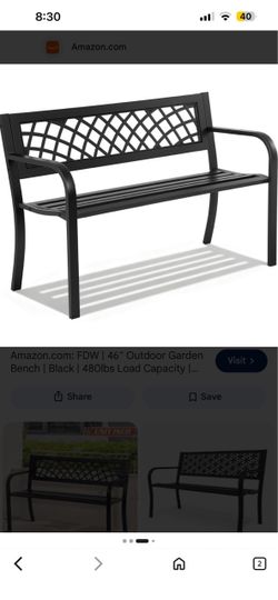 Black Outdoor Garden Bench