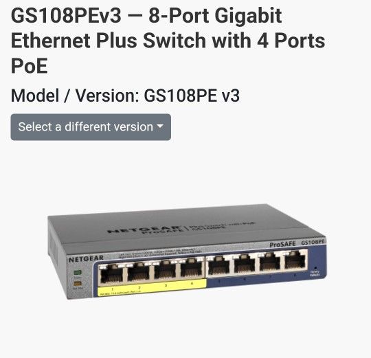 Netgear (GS108PE) POE Switch