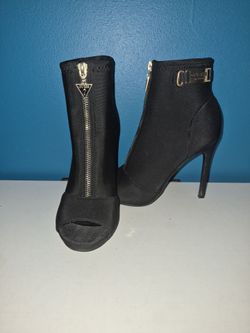 Guess Black Peep-Toe Stiletto Ankle Boots