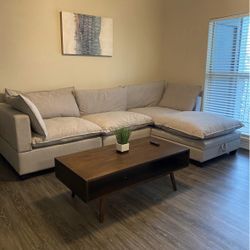 Light Grey 4 Piece Modular Sectional Couch & Storage Ottoman Delivery Available 🚚