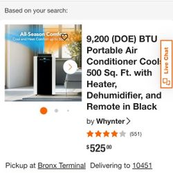Whynter 9,200 BTU Portable AC + Heater + Dehumidifier 