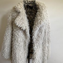 Furry Off White Jacket Lined In Satin