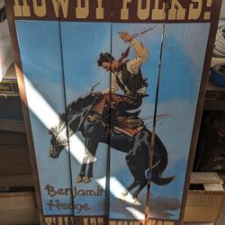 Cowboy Wood Picture 36" Wide 48" Tall. 50.00