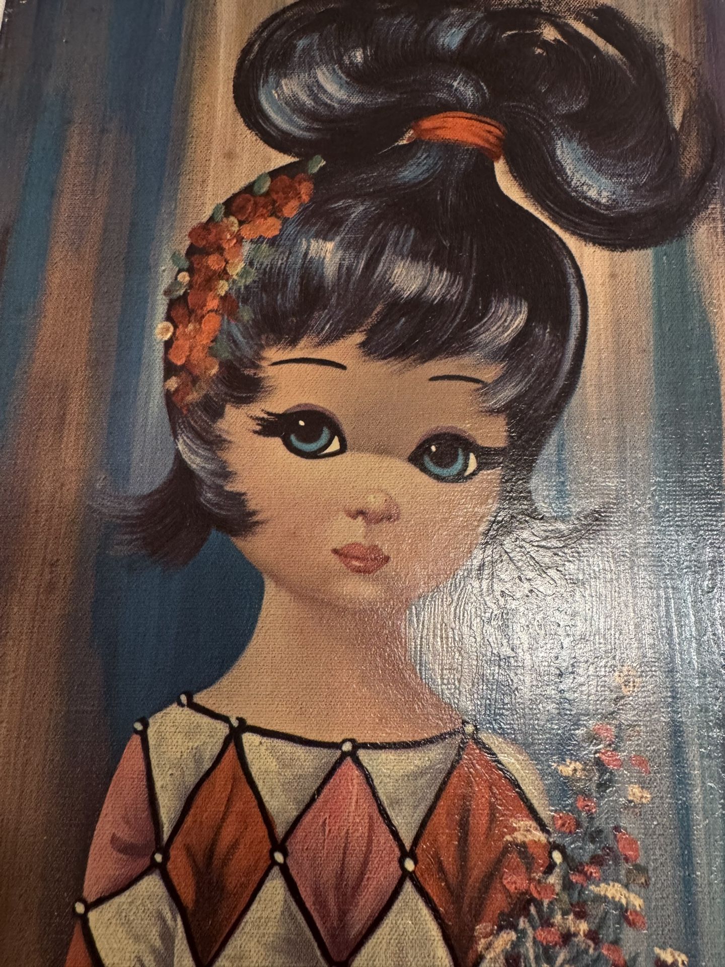 Vintage MCM 1960’s Moppet Goji Big Eye Harlequin Girl Dancer 