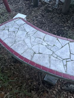 Concrete Mosaic Tile Garden Bench – Heavy Outdoor Patio Bench – $100