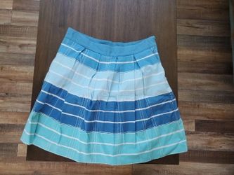 * We Love Vera * Pleated Striped Knee Length Skirt w/ Pockets 