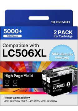 LC506XL Ink Cartridges Black Replacement for Brother LC506 LC506XL Ink Cartridges for Brother Printer LC 506 XL High Yield work for Brother MFC-J4355D