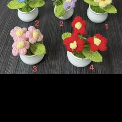 Set Of 12 X Knitting Crochet Flowers Cute Sunflower Potted Flower,Gift for Birthday, Teacher’s Day, Graduation, Anniversary, Christmas, Decor for Car