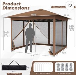 Costway 11.5’ x 11.5’ Pop-Up Gazebo Canopy w/ Mosquito Netting
