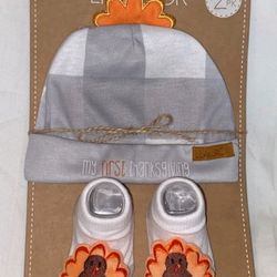 Lila & Jack "My First Thanksgiving" Turkey Baby Hat & Booties