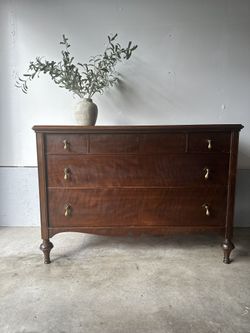 Antique Solid Wood Dresser with Brass Drop Pulls