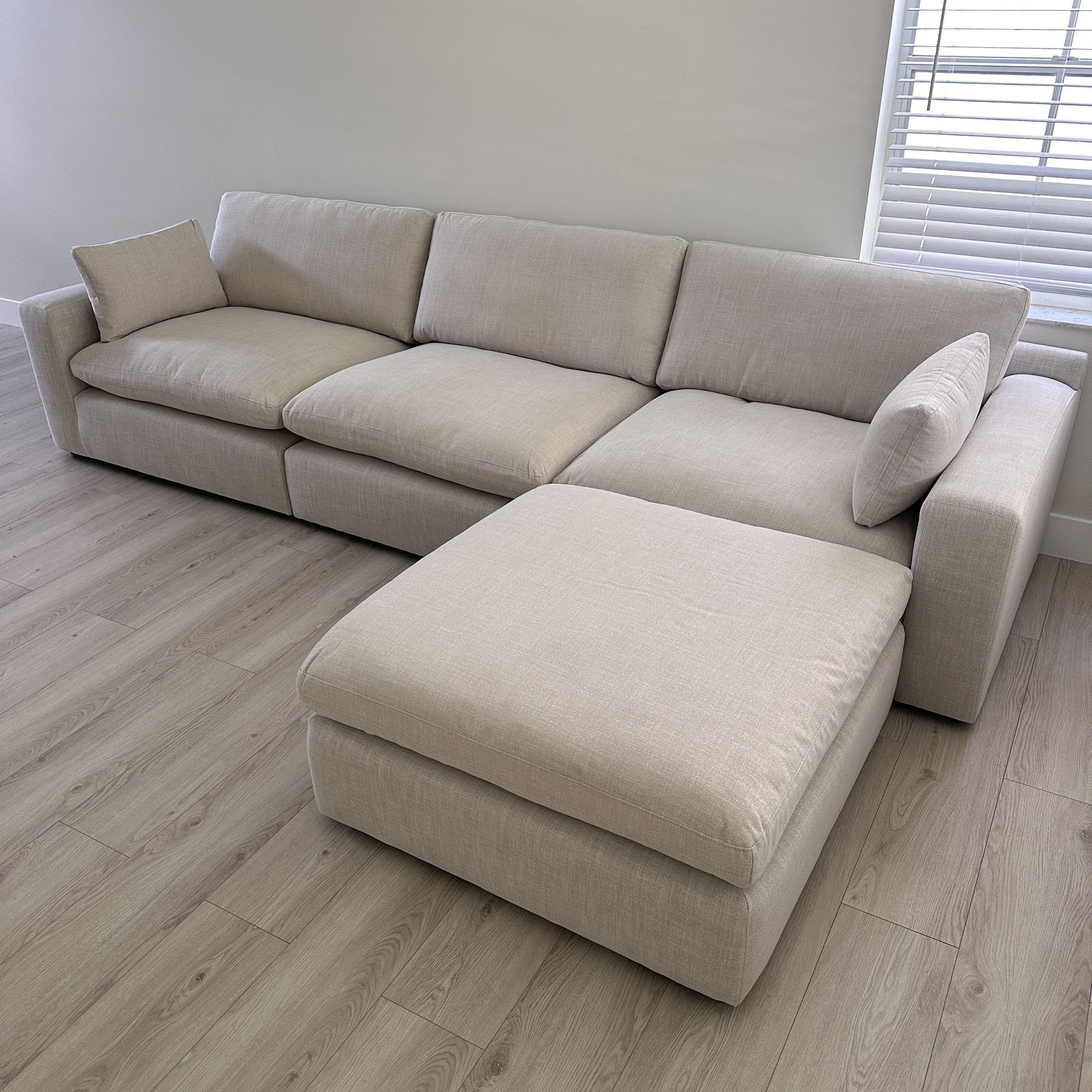 Beige Linen Cloud Couch Sectional (NEW)