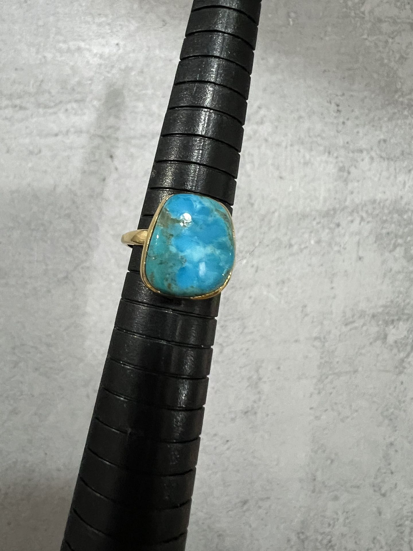 14k gold plated over 925 silver Mohave turquoise ring size 7