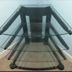 Corner Thick glass entertainment stand, 4 shelves