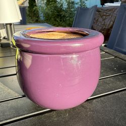 Purple Glazed 2 Piece Ceramic Planter Pot Self Watering approx 5.5” tall x 6” diameter 
