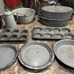 Antique Kitchen Gray Enamelware