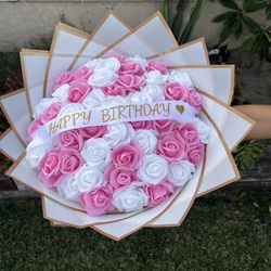 Pink And white Eternal Foam Bouquet
