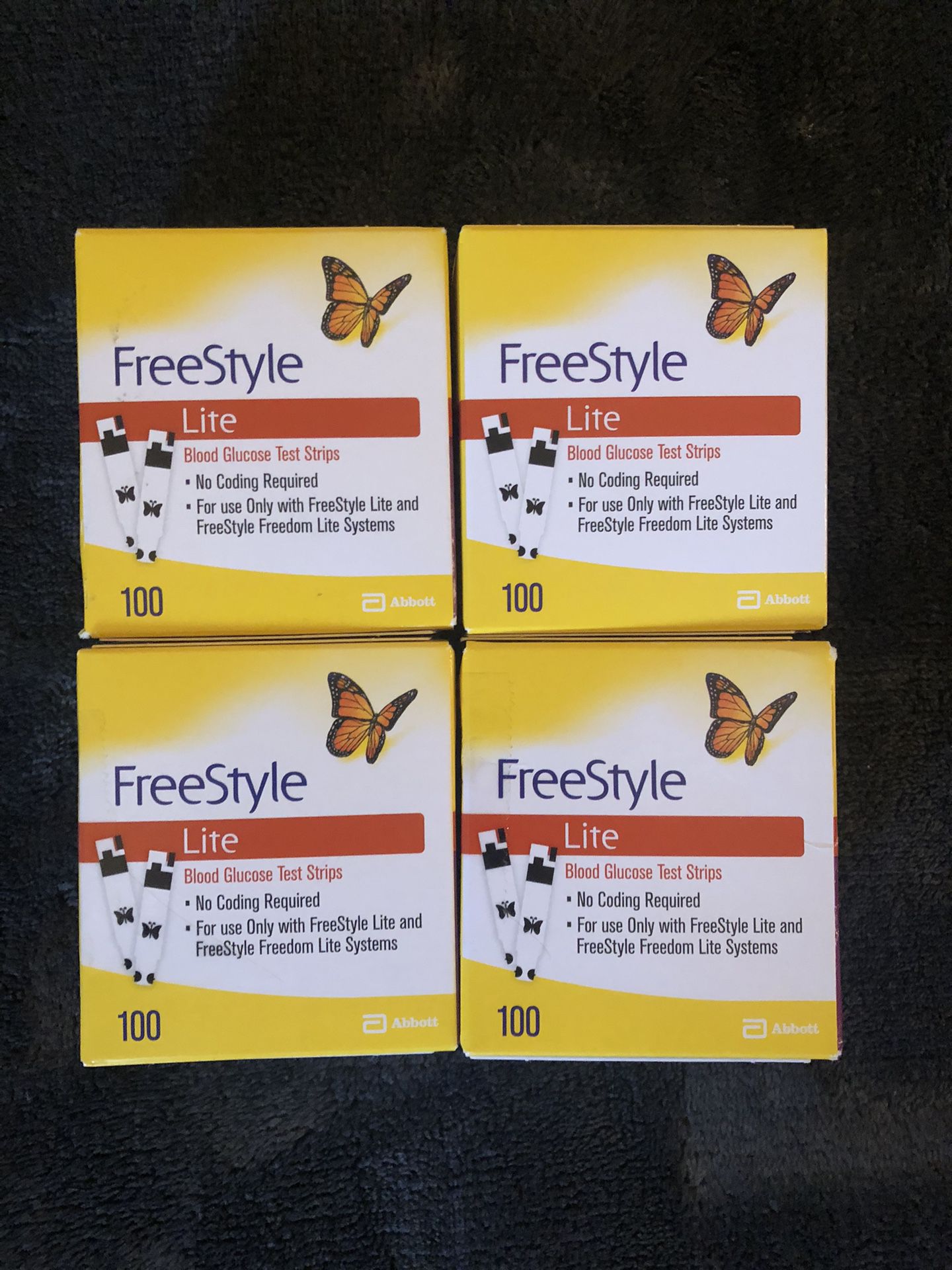 4 Boxes of 100 Freestyle Lite Blood Glucose Test Strips 
