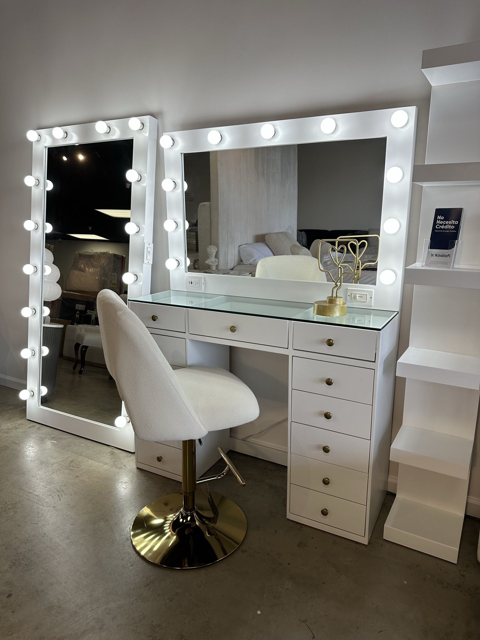 NEW ⭐️ Vanity Table Set Mirror + Desk Drawers For Make Up Room Organizer