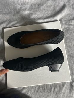 Comfortview Black Ribbed Low Heel Pumps size : 8.5
