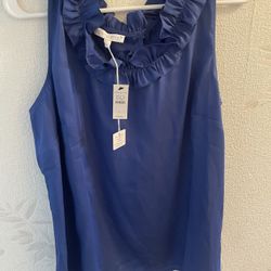 Talbots Large New With Tags Blue Short Sleeve Dress Shirt 
