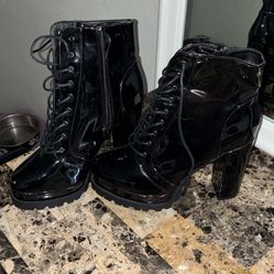 Black Leather Ankle Boot Heels