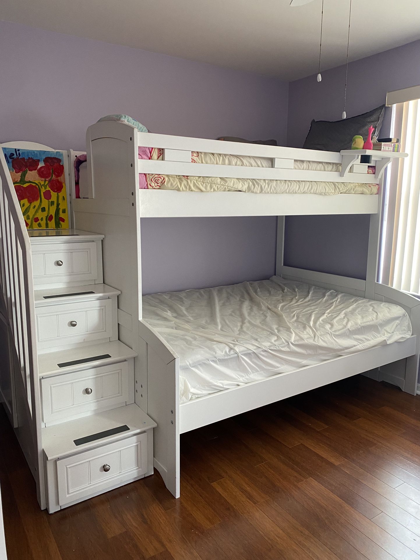 Bunk Bed Full / Twin - Side Step Cabinets 