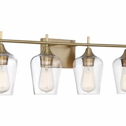 4 Light Vanity Bathroom Wall Fixture Lighting Gold