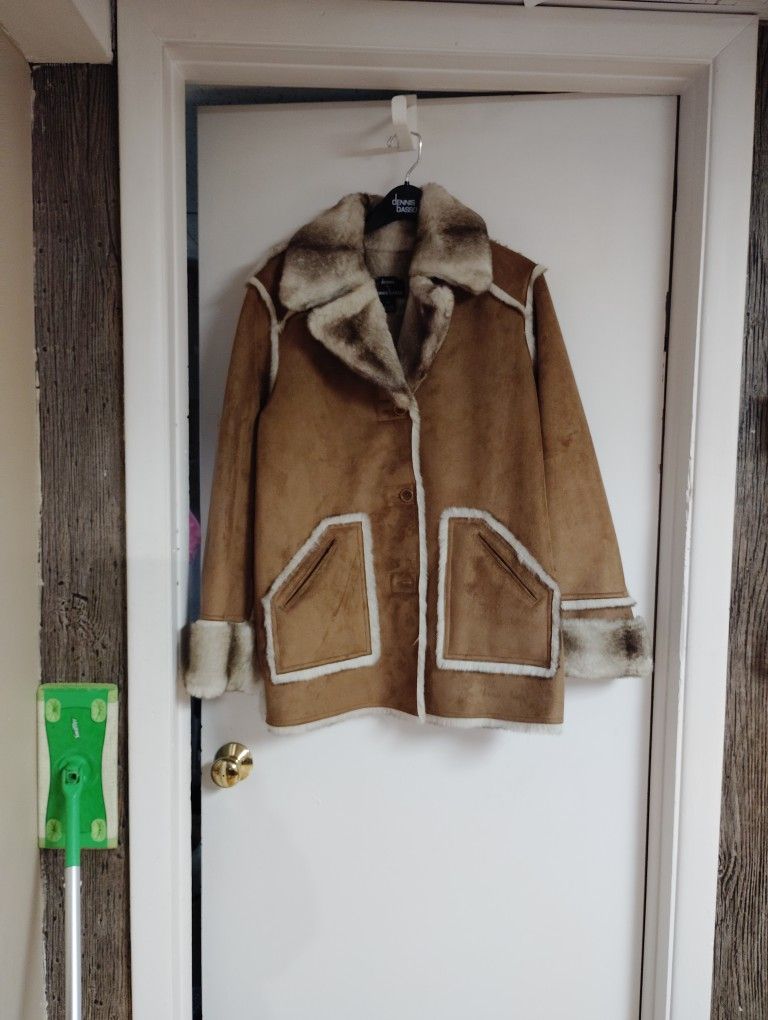 Dennis Basso New Med Suede And Faux Fur