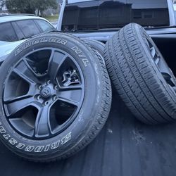 OEM RAM 1500 20” wheels & Bridgestone Dueler H/L tires – 275/55R20