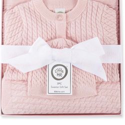 Little Me Clothes for Baby Sweater Gift Set Matching Sweater and Blanket, Baby Essentials, Baby Shower Gifts, 3  Months  Color: Icy Pink  Size: 3 Mont