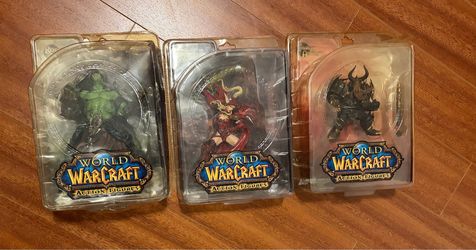 World of Warcraft Series 1 Figure Lot - Rehgar, Valeera, Thargas - NEW Sealed Box Wear