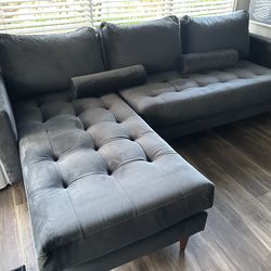 Slate Grey Velvet Couch