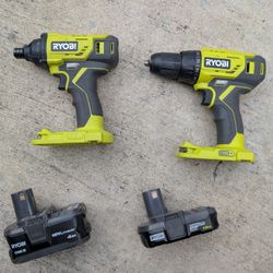 Ryobi Impact Driver And Drill Combo + Batteries 