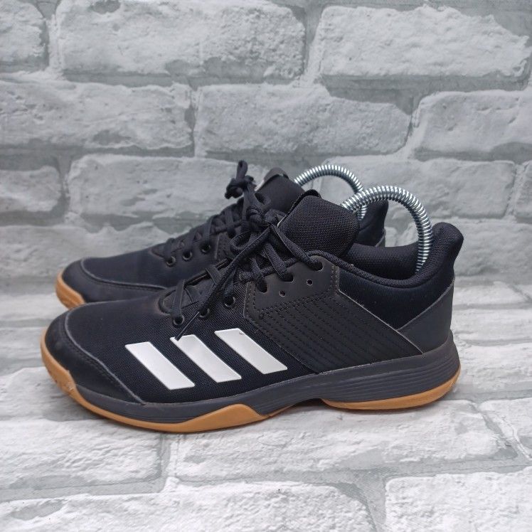 Mens Size 6Y Adidas Ligra 6 Shoes White/Blue Stripes Sneakers Gum Fits Womens Size 7.5