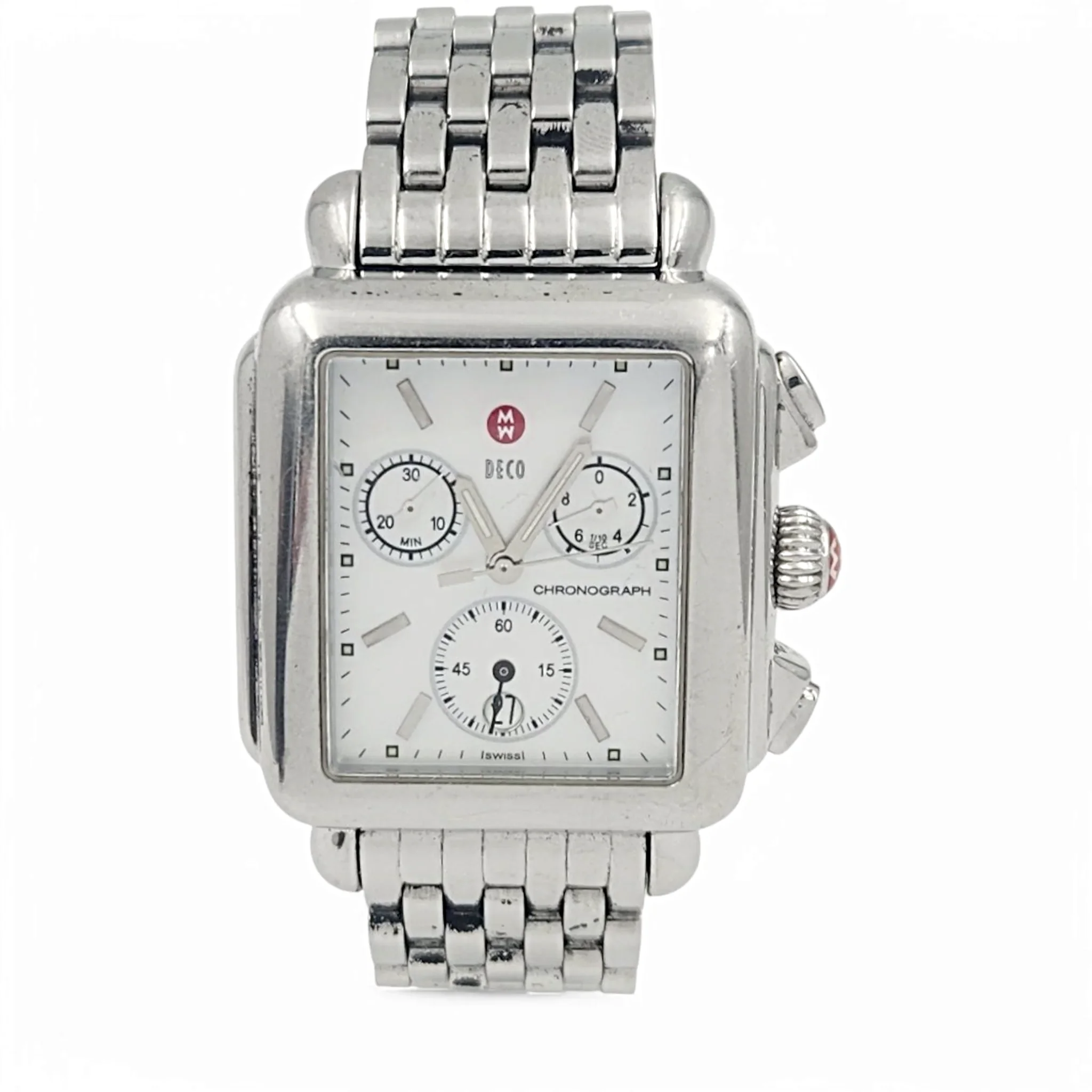 Ladies Michele Deco 33mm Stainless Steel Watch with Mother of