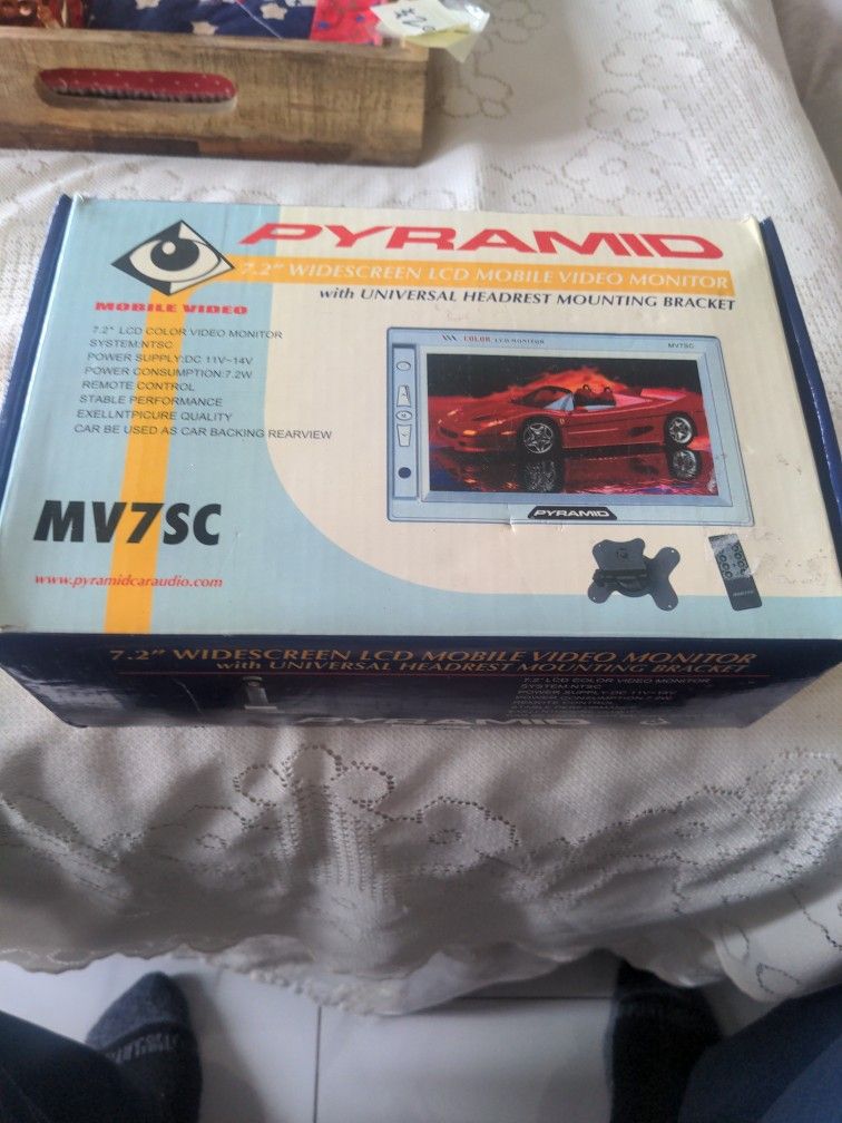 Pyramid 7.2 In Widescreen LCD Mobile Video Monitor New In The Box Box Open.