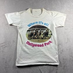 Vintage 80s Hollywood Park Horse Racing Women’s XS White T-Shirt USA made #7A