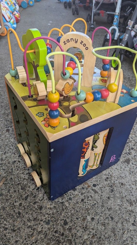 Zany zoo Activity Cube Wood Wooden Play Toy