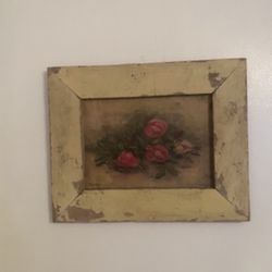 Vintage Look Rose Frame , Vintage Mirror, Mail Key Holder