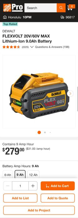 Dewalt Flexvolt 9Ah 20v 60v battery