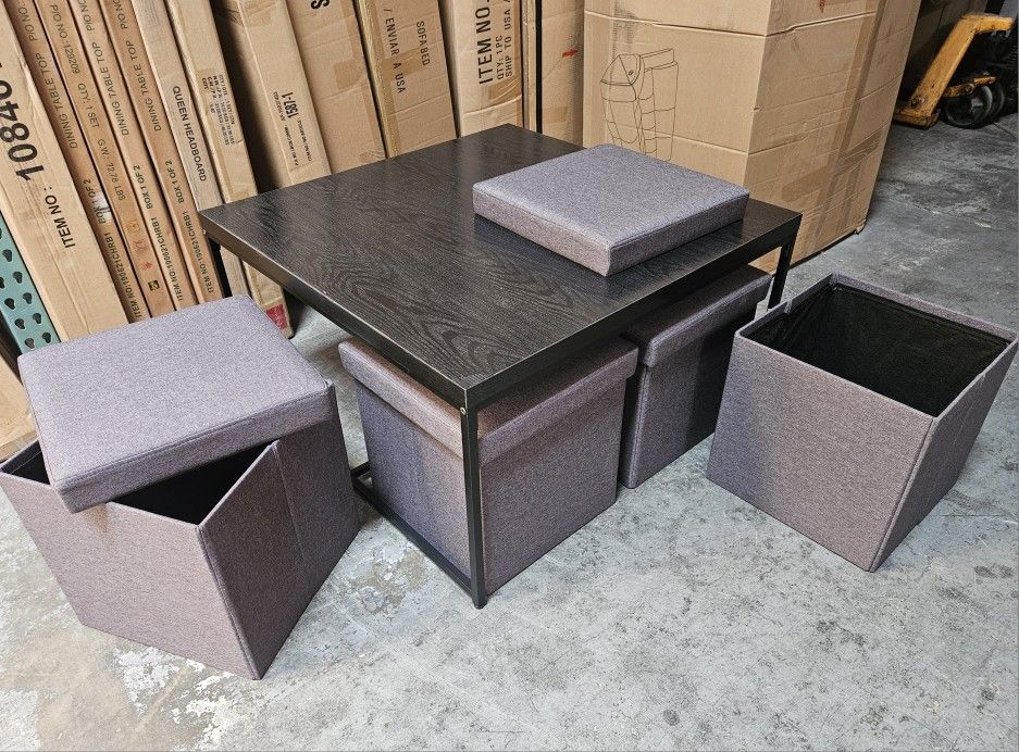 Black Coffee Table W/Storage Cubes 