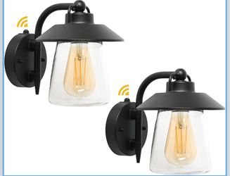 LUTEC 2 Pack Dusk to Dawn Outdoor Indoor Exterior Light Fixture, Farmhouse Barn Wall Sconce, Matte Black Finish Anti-Rust Wall Mount Light, Waterproof