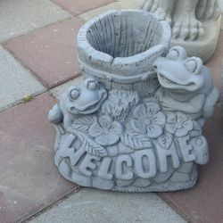 New Welcome Flower Pot Made Out Of Cement Perfect Gift 