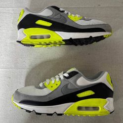 Nike Air Max 90 Womens CD0490-101 White Grey Volt Black Running Shoes Size 8