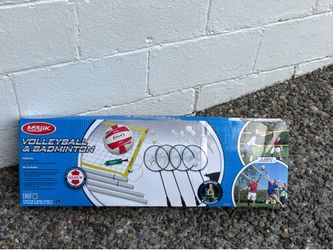Majik volleyball & badminton set still in unopened box. Includes carry bag.