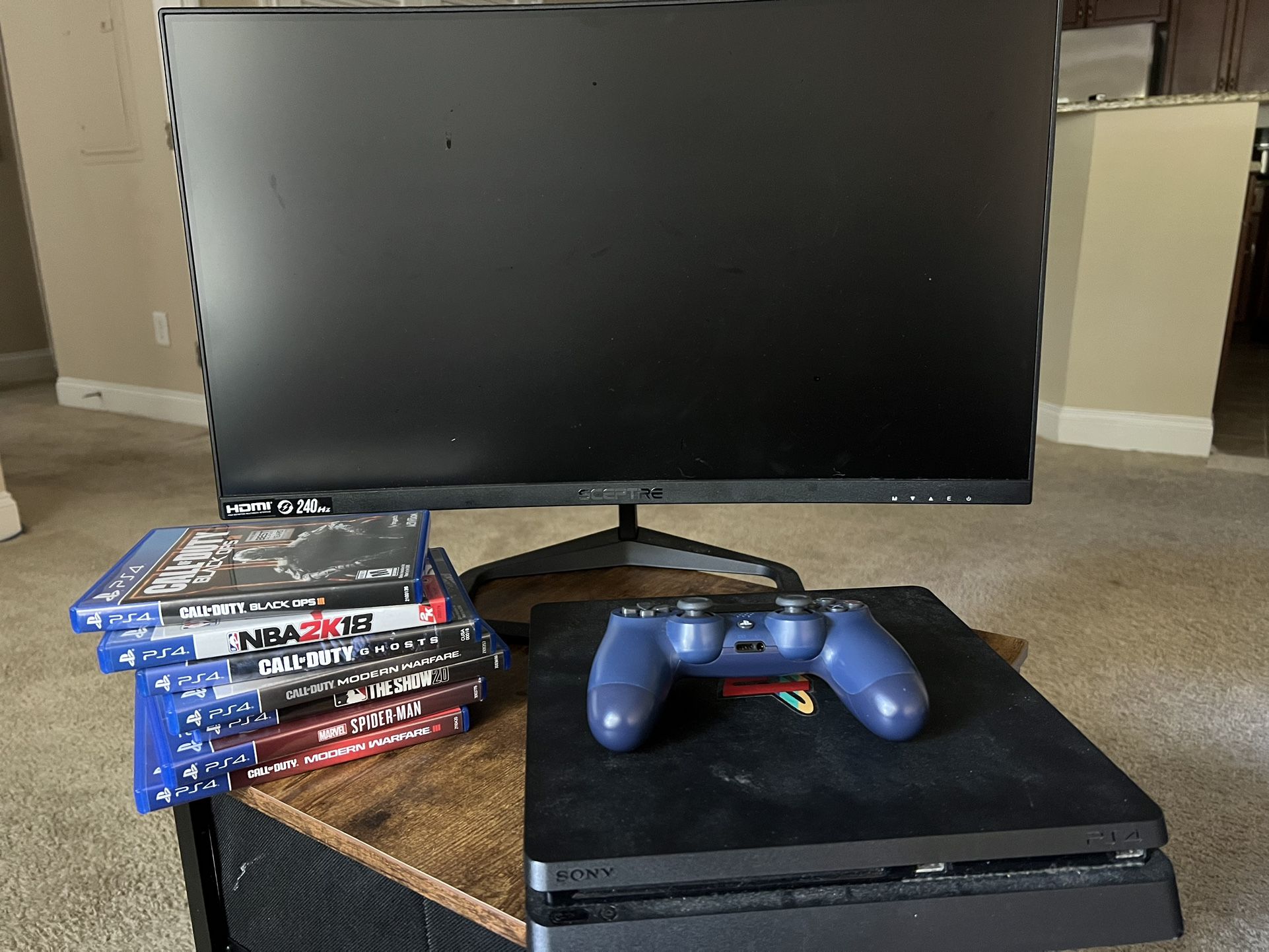 PS4, Games, Controller, 28 Inch Sceptre Monitor