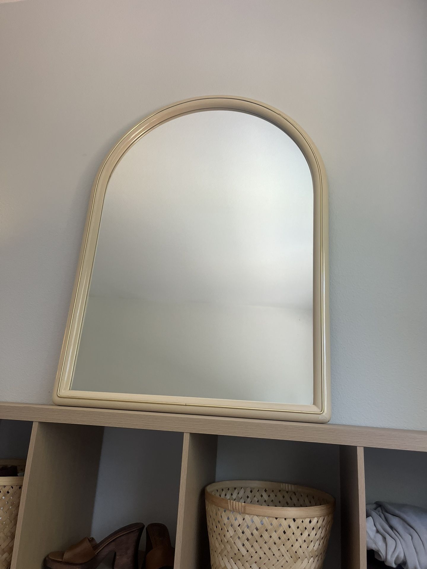 Vintage French lacquer Art Deco mirror w/ Gold Accent