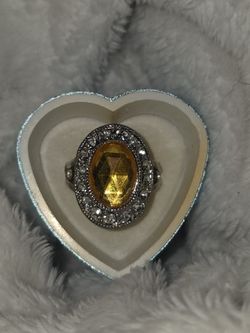 .925 Sterling Silver Citrine Gemstone Ring