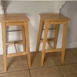 Two Wooden Bar Stools 